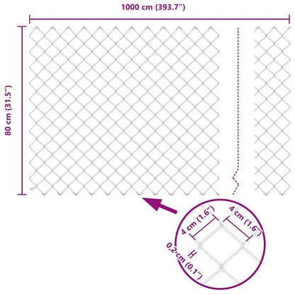 Chain Link Fence Silver 10 x 0.8 m Galvanised Steel