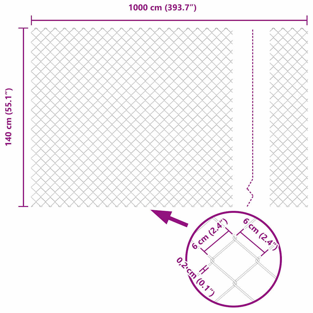 Chain Link Fence Silver 10 x 1.4 m Galvanised Steel