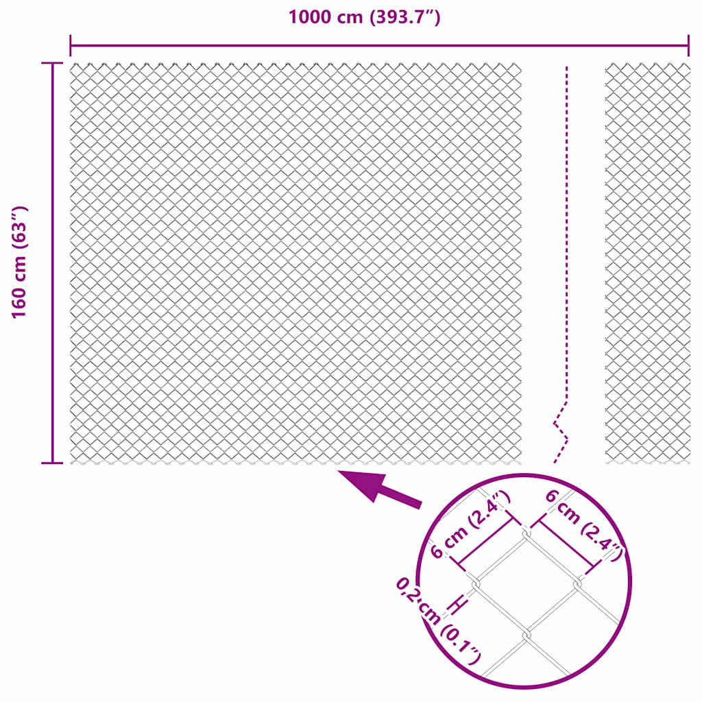 Chain Link Fence Silver 10 x 1.6 m Galvanised steel