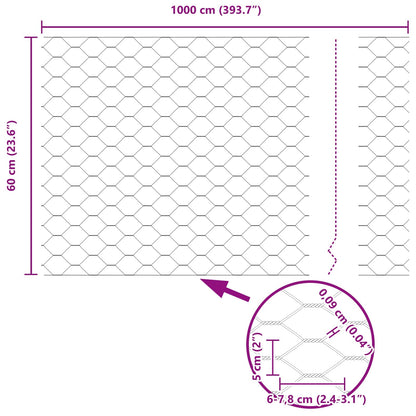 Hexagon Fence Green 0.6 x 10 m Steel