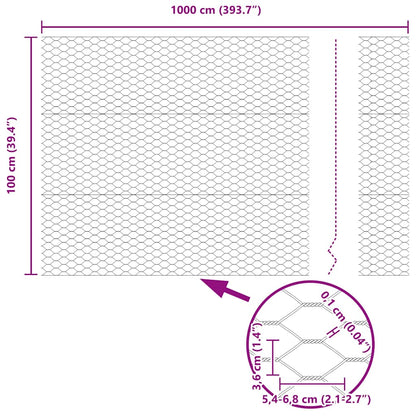Hexagon Fence Grey 1 x 10 m Steel