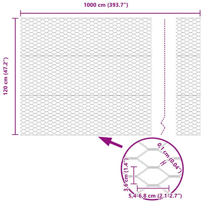Hexagon Fence Grey 1.2 x 10 m Steel