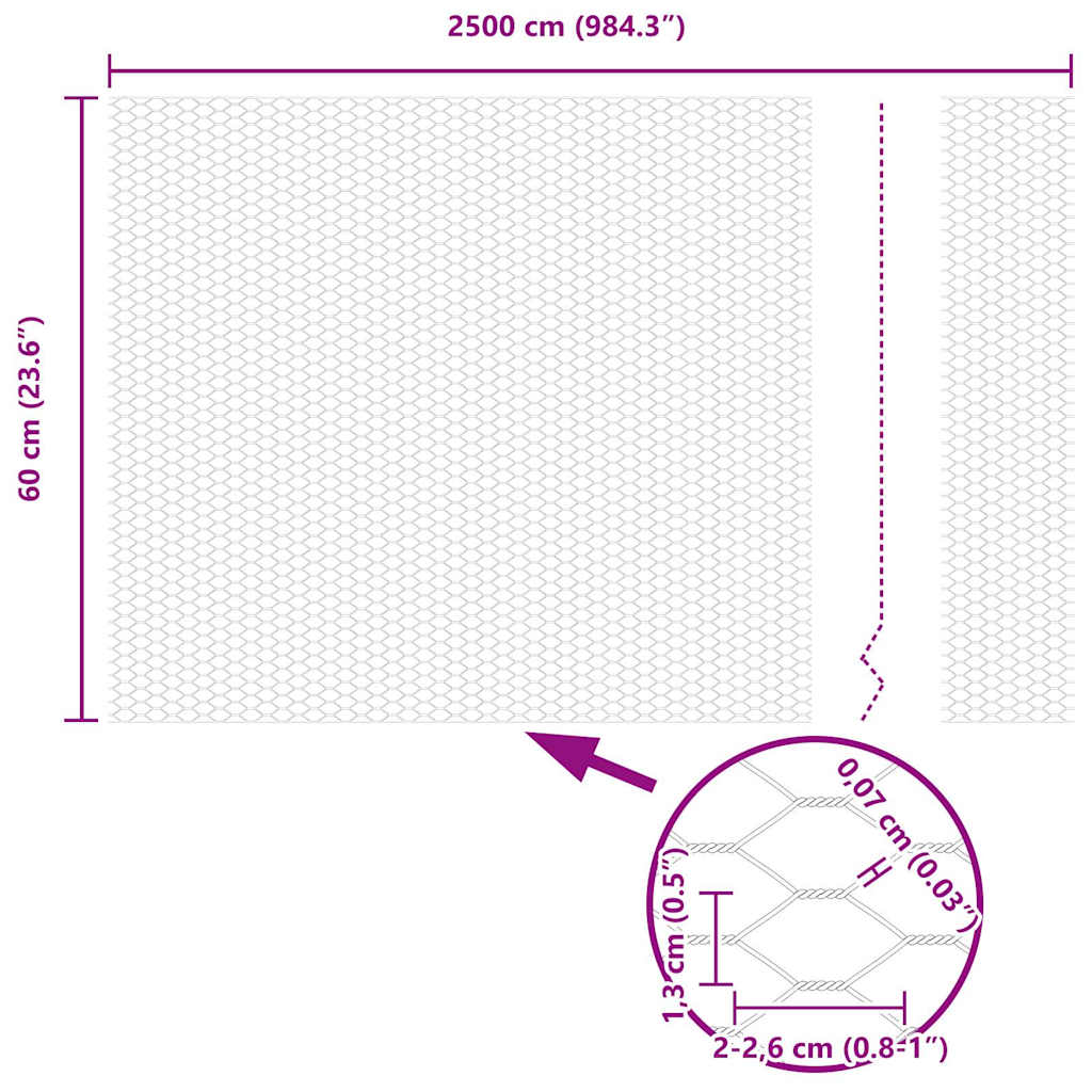 Hexagon Fence Grey 0.6 x 25 m Steel