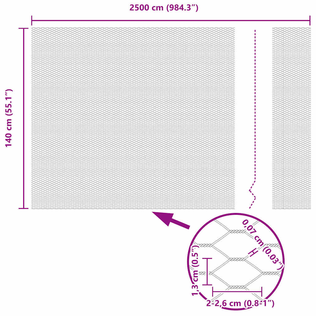 Hexagon Fence Grey 1.4 x 25 m Steel