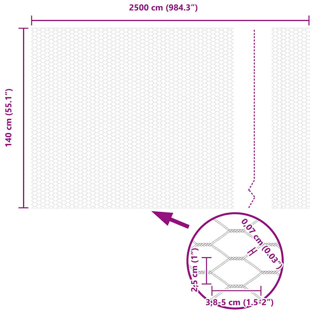Hexagon Fence Grey 1.4 x 25 m Steel