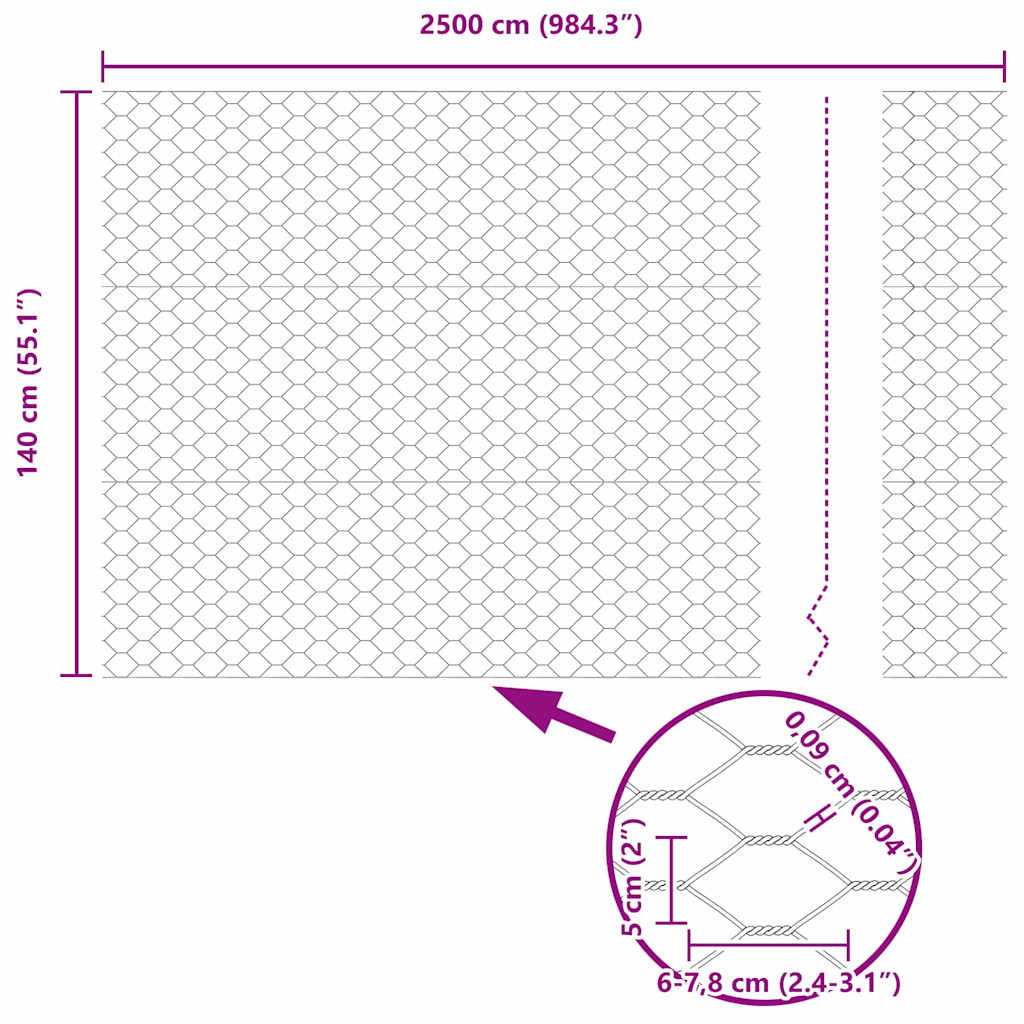 Hexagon Fence Grey 1.4 x 25 m Steel
