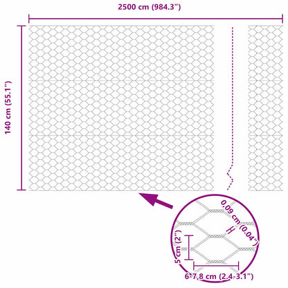 Hexagon Fence Grey 1.4 x 25 m Steel