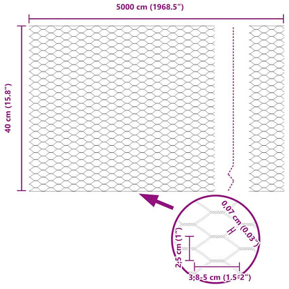 Hexagon Fence Grey 0.4 x 50 m Steel
