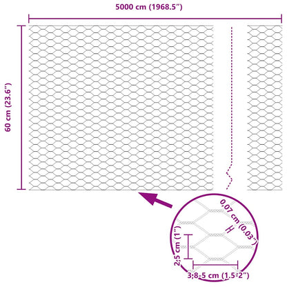 Hexagon Fence Grey 0.6 x 50 m Steel
