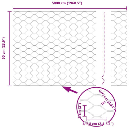 Hexagon Fence Grey 0.6 x 50 m Steel