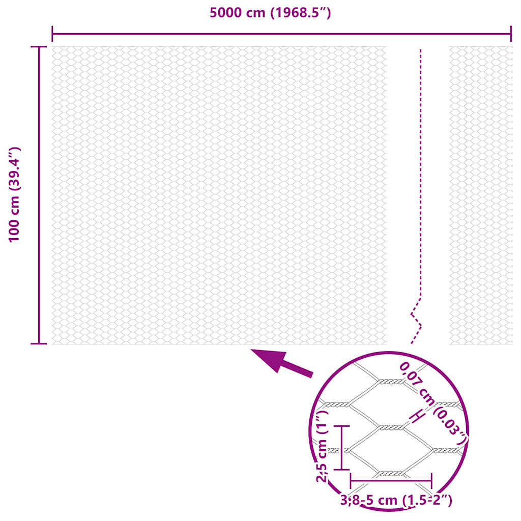 Hexagon Fence Grey 1 x 50 m Steel