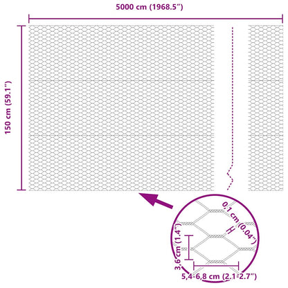Hexagon Fence Grey 1.5 x 50 m Steel