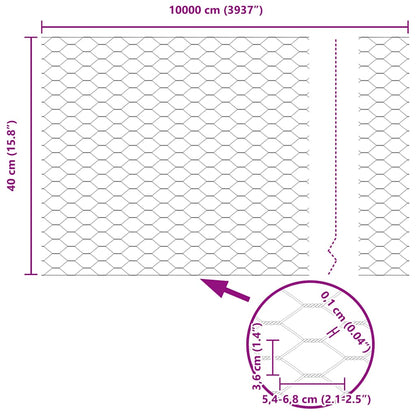 Hexagon Fence Grey 0.4 x 100 m Steel
