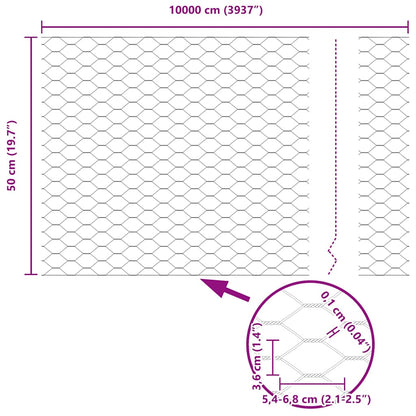 Hexagon Fence Grey 0.5 x 100 m Steel