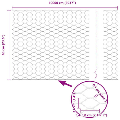 Hexagon Fence Grey 0.6 x 100 m Steel