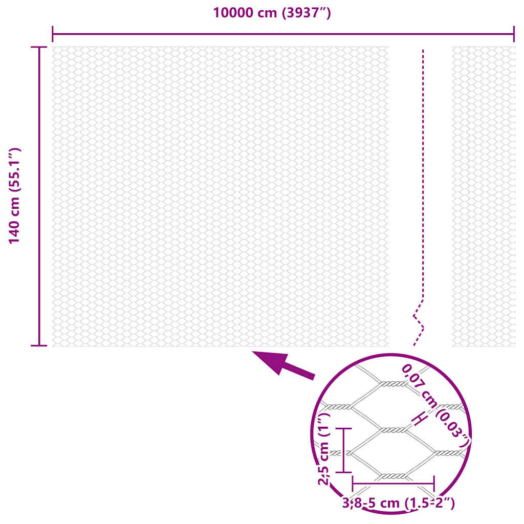 Hexagon Fence Grey 1.4 x 100 m Steel