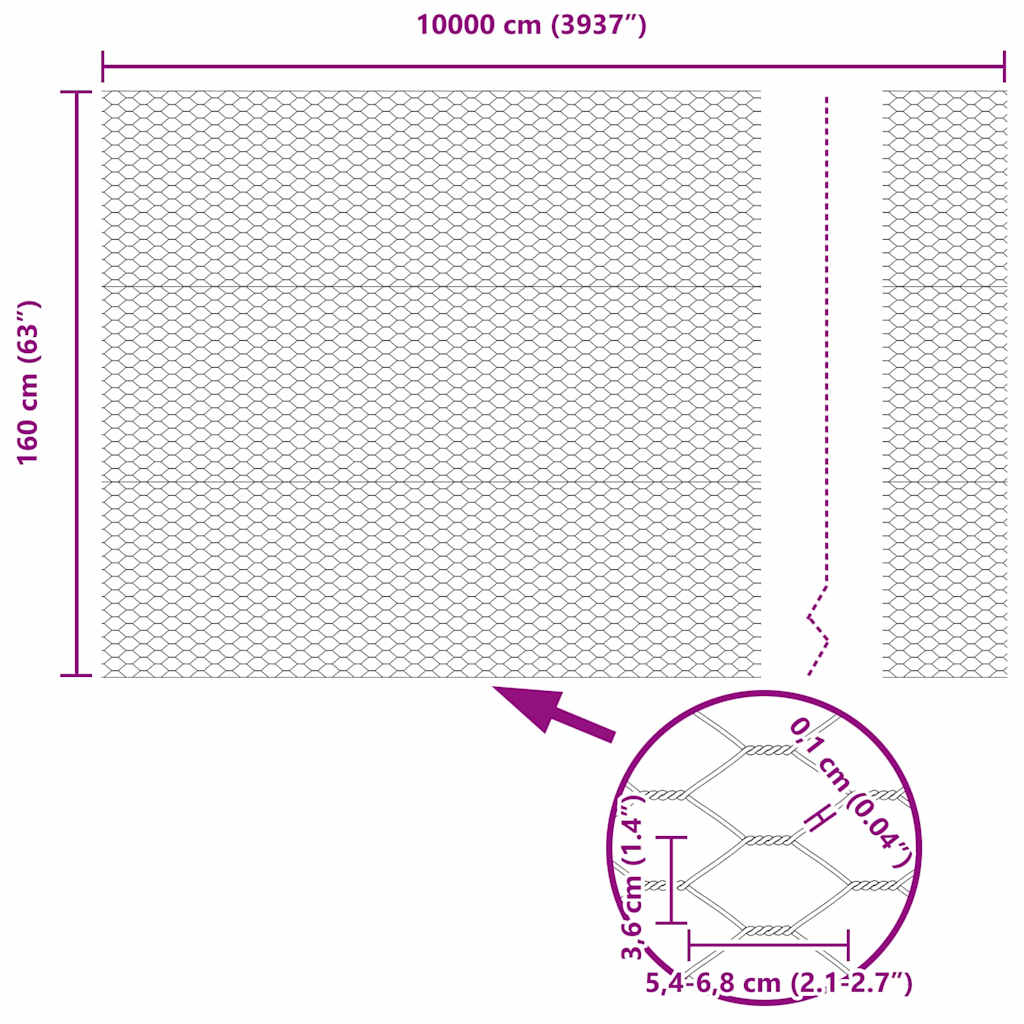 Hexagon Fence Grey 1.6 x 100 m Steel