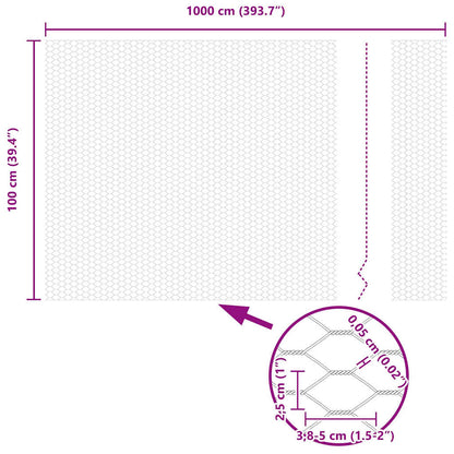 Hexagon Fence Silver 1 x 10 m Galvanised steel