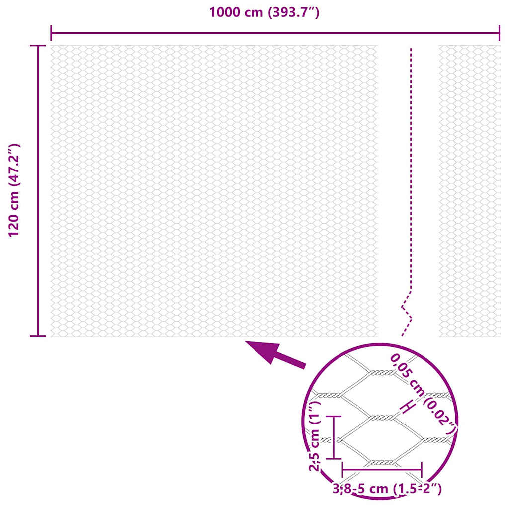 Hexagon Fence Silver 1.2 x 10 m Galvanised steel