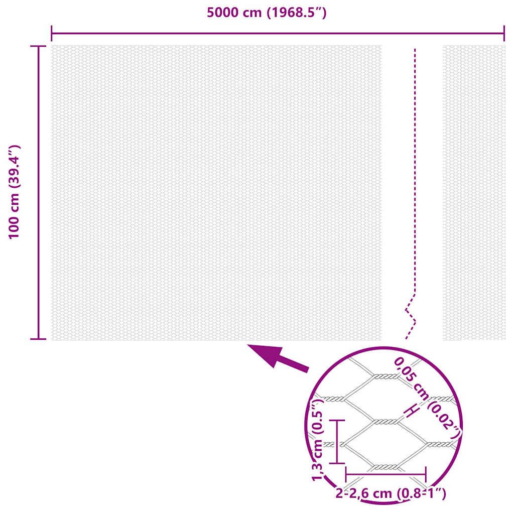 Hexagon Fence Silver 1 x 50 m Galvanised steel