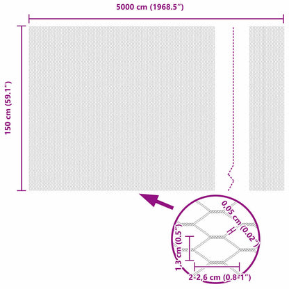 Hexagon Fence Silver 1.5 x 50 m Galvanised steel