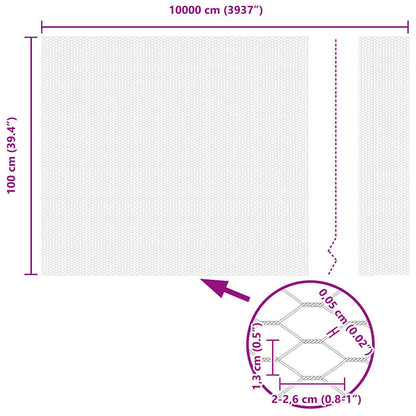Hexagon Fence Silver 1 x 100 m Galvanised steel