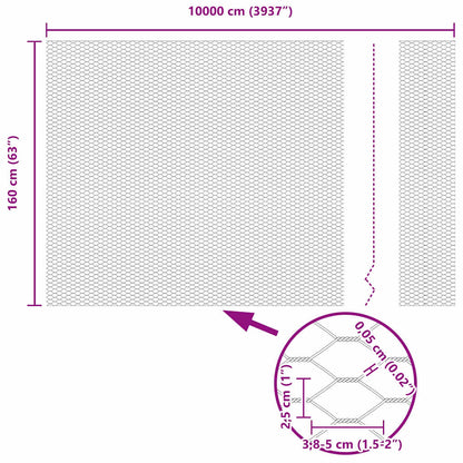 Hexagon Fence Silver 1.6 x 100 m Galvanised steel