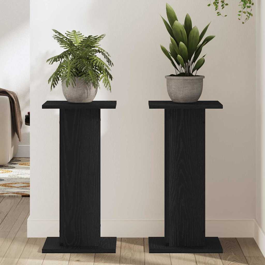 Speaker Stands with Shelf Black oak Engineered wood