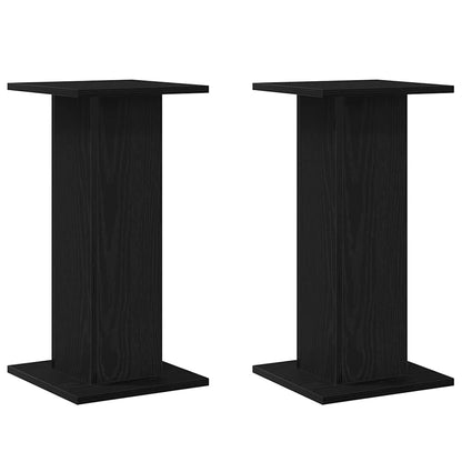 Speaker Stands with Shelf Black oak Engineered wood