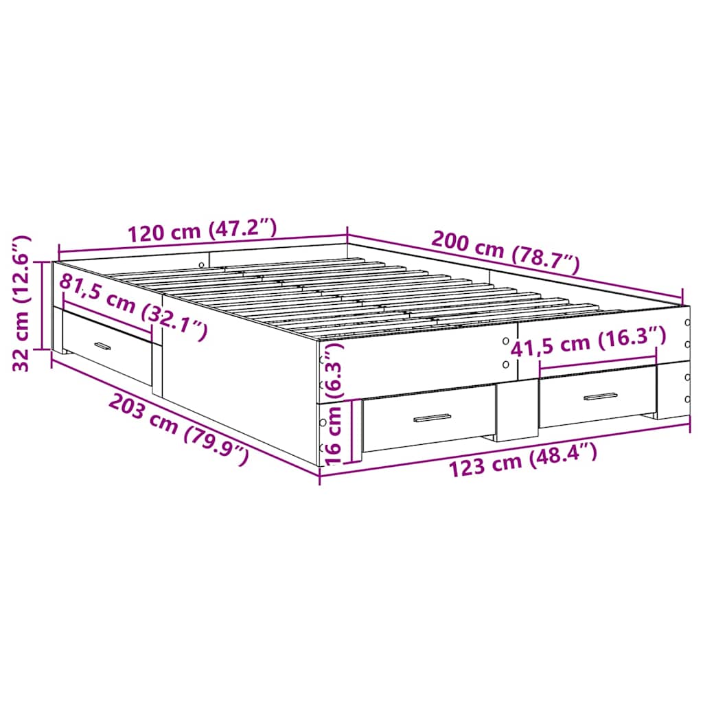 Bed Frame Brown 120 x 200 cm Engineered wood