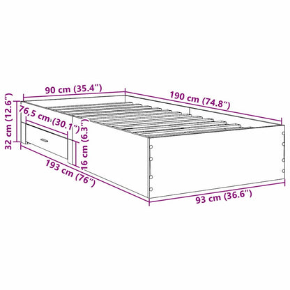 Bed Frame Brown 90 x 190 cm Engineered wood