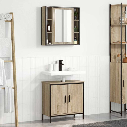 Bathroom Furniture Set with Shelf 2 pcs Brown 60 x 30 x 60 cm