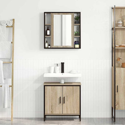 Bathroom Furniture Set with Shelf 2 pcs Brown 60 x 30 x 60 cm