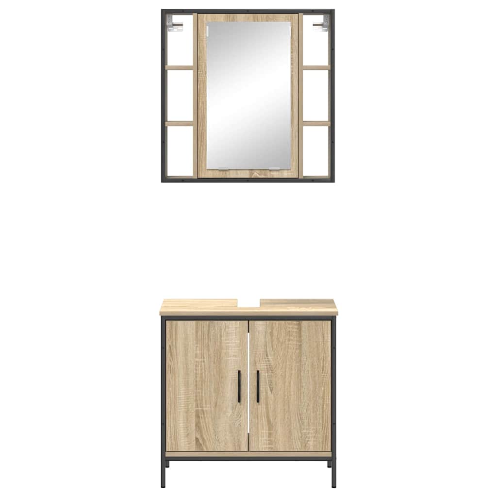 Bathroom Furniture Set with Shelf 2 pcs Brown 60 x 30 x 60 cm