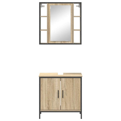 Bathroom Furniture Set with Shelf 2 pcs Brown 60 x 30 x 60 cm