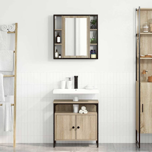 Bathroom Furniture Set with Shelf 2 pcs Brown 60 x 30 x 60 cm