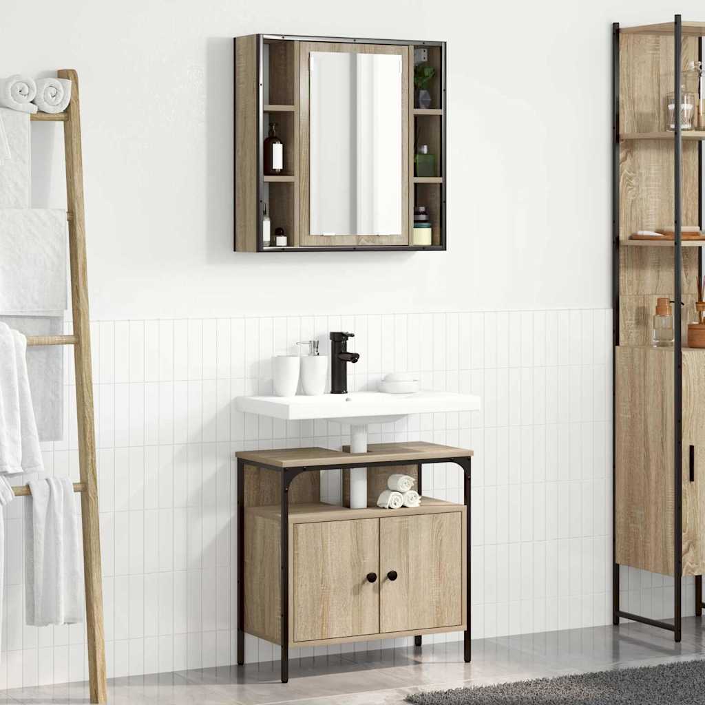 Bathroom Furniture Set with Shelf 2 pcs Brown 60 x 30 x 60 cm
