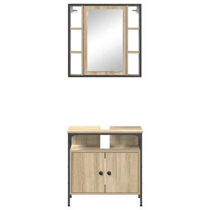 Bathroom Furniture Set with Shelf 2 pcs Brown 60 x 30 x 60 cm