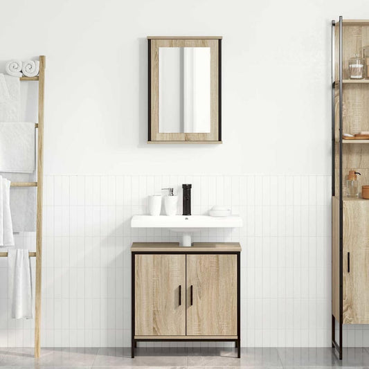 Bathroom Furniture Set with Shelf 2 pcs Brown 60 x 30 x 60 cm