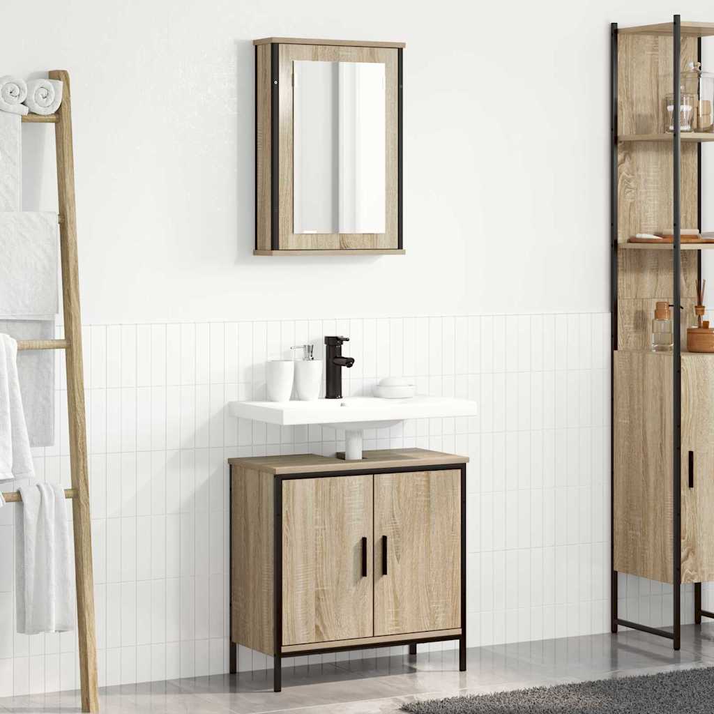 Bathroom Furniture Set with Shelf 2 pcs Brown 60 x 30 x 60 cm