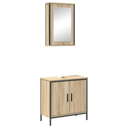Bathroom Furniture Set with Shelf 2 pcs Brown 60 x 30 x 60 cm