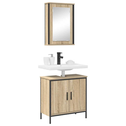 Bathroom Furniture Set with Shelf 2 pcs Brown 60 x 30 x 60 cm