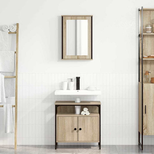 Bathroom Furniture Set with Shelf 2 pcs Brown 60 x 30 x 60 cm