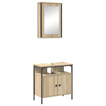 Bathroom Furniture Set with Shelf 2 pcs Brown 60 x 30 x 60 cm