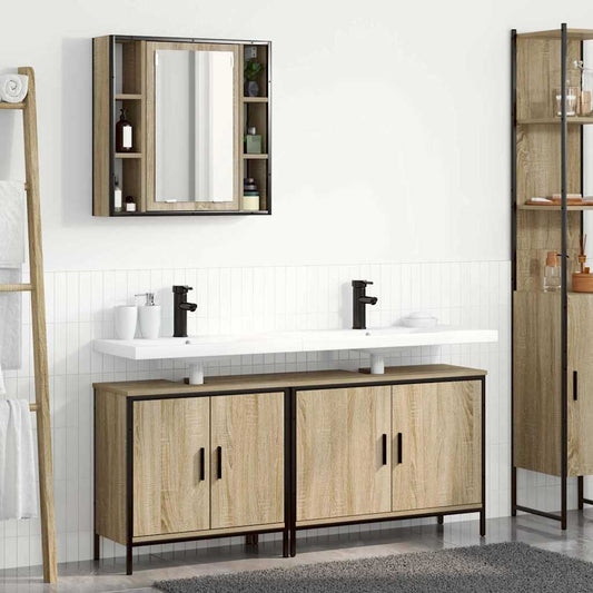 Bathroom Furniture Set with Shelf 3 pcs Brown 60 x 30 x 60 cm