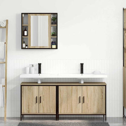 Bathroom Furniture Set with Shelf 3 pcs Brown 60 x 30 x 60 cm