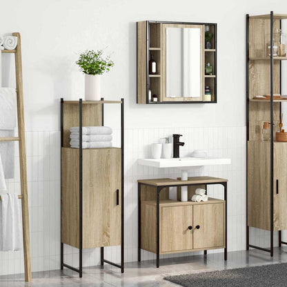 Bathroom Furniture Set with Door 3 pcs Brown 33 x 33 x 120.5 cm