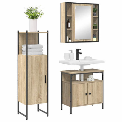 Bathroom Furniture Set with Door 3 pcs Brown 33 x 33 x 120.5 cm