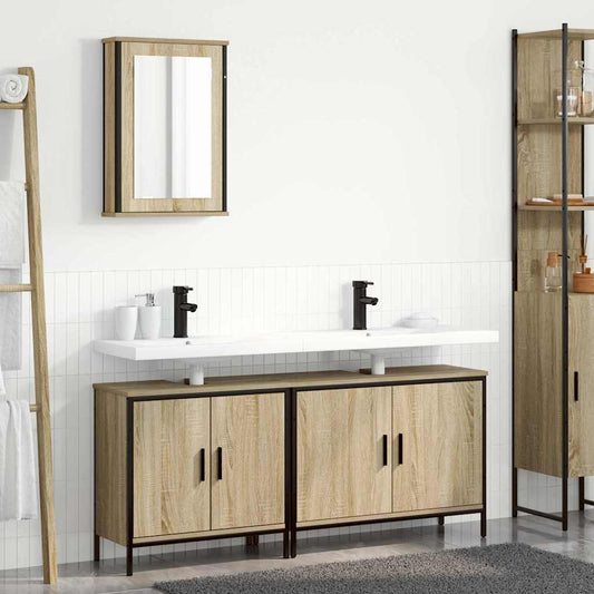 Bathroom Furniture Set with Shelf 3 pcs Brown 60 x 30 x 60 cm