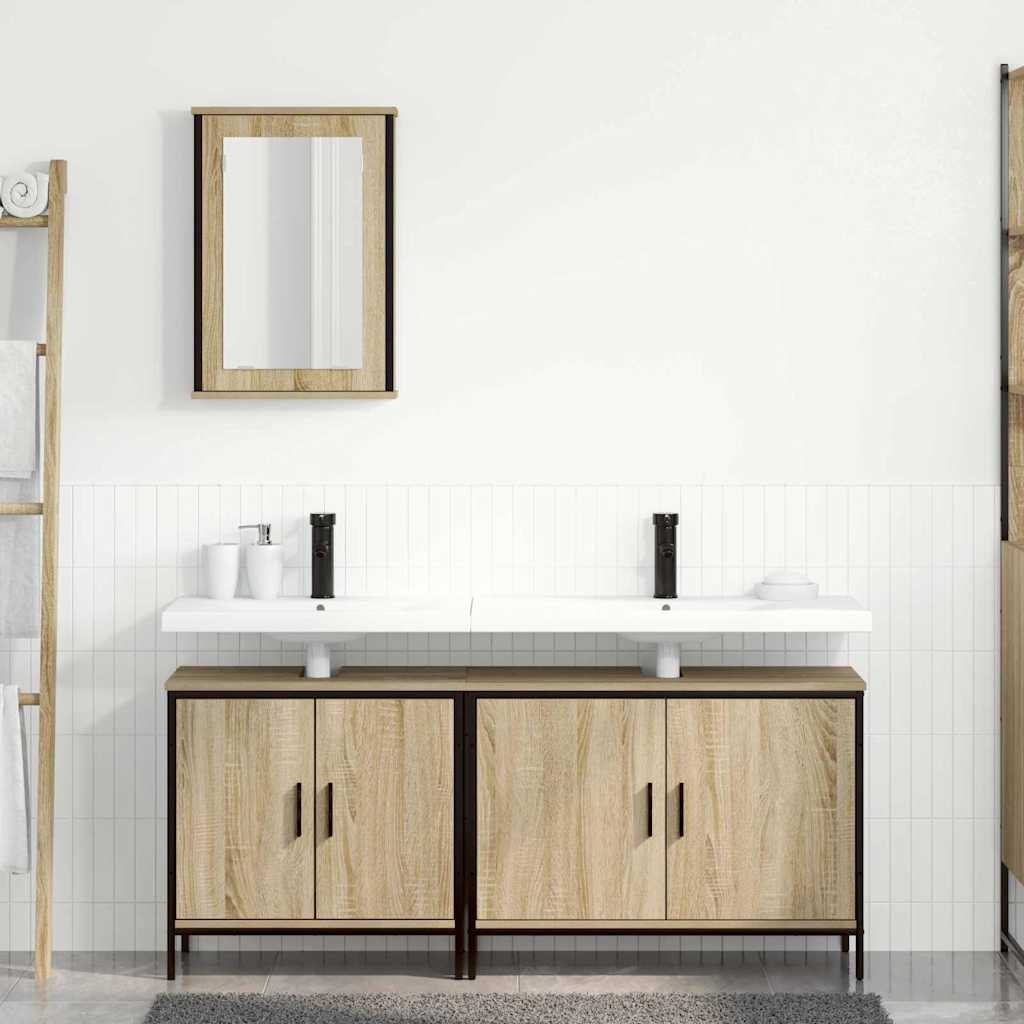 Bathroom Furniture Set with Shelf 3 pcs Brown 60 x 30 x 60 cm